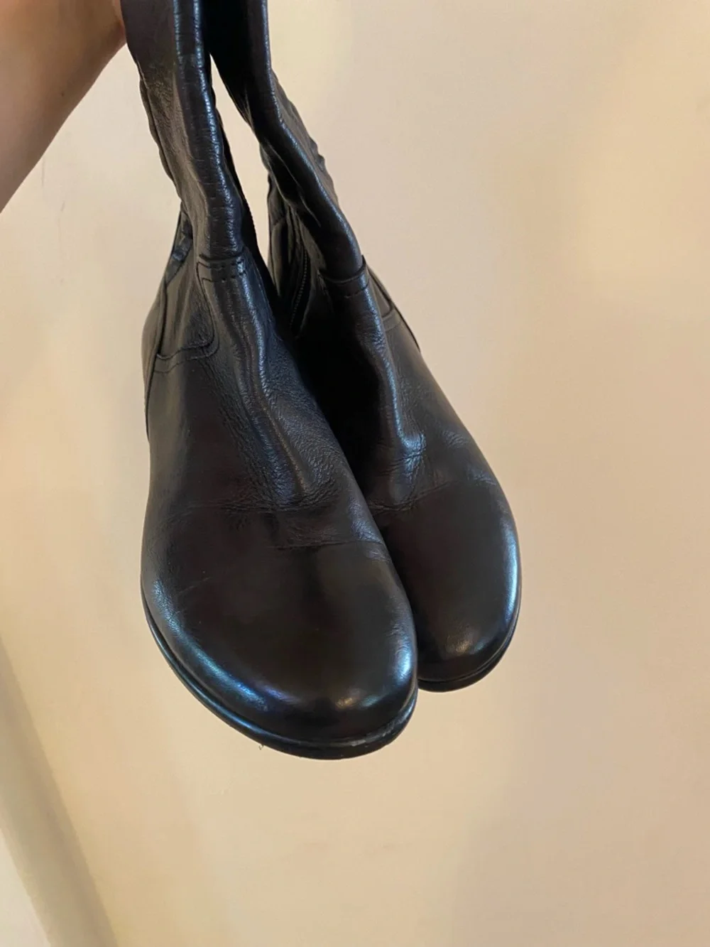 Napoleoni Italian Black Leather Quilted Knee High Boots Size 37